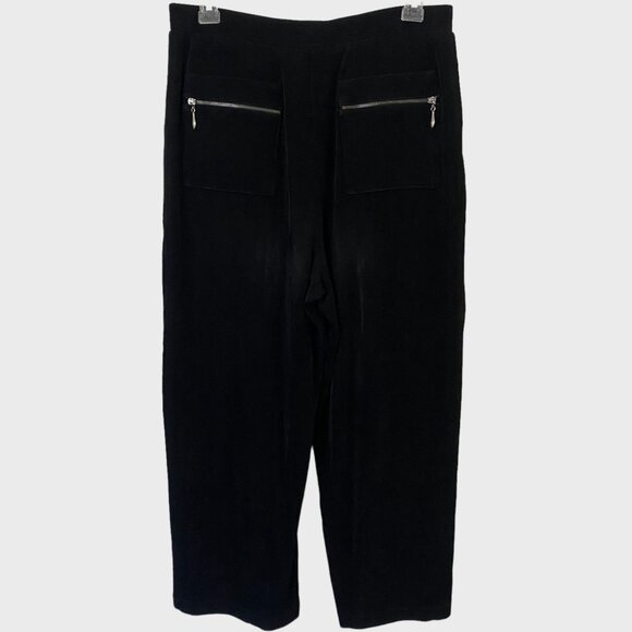 Chico's Travelers Comfort Fit Wide-Leg Black Zipper Pocket Pants Women's Size 2 - Picture 3 of 9